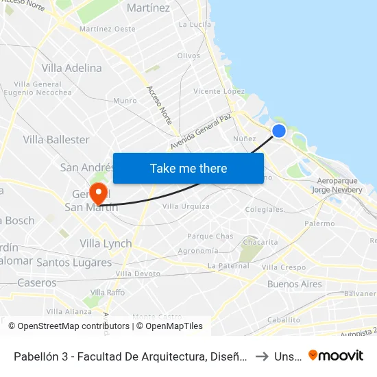 Pabellón 3 - Facultad De Arquitectura, Diseño Y Urbanismo to Unsam map