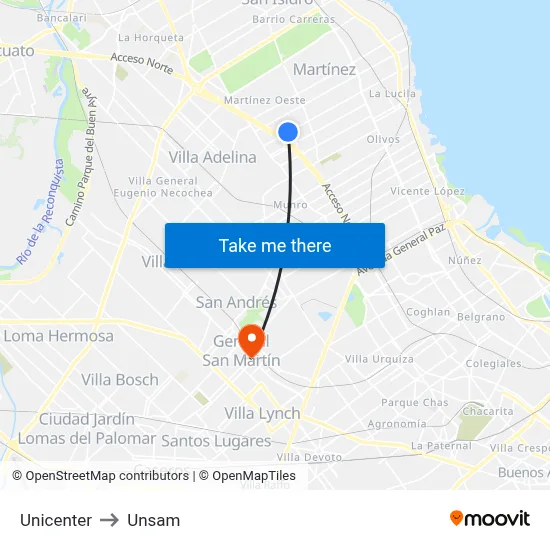 Unicenter to Unsam map
