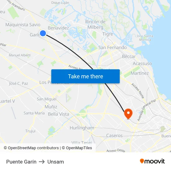 Puente Garín to Unsam map