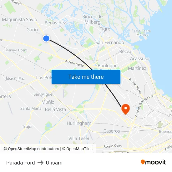 Parada Ford to Unsam map