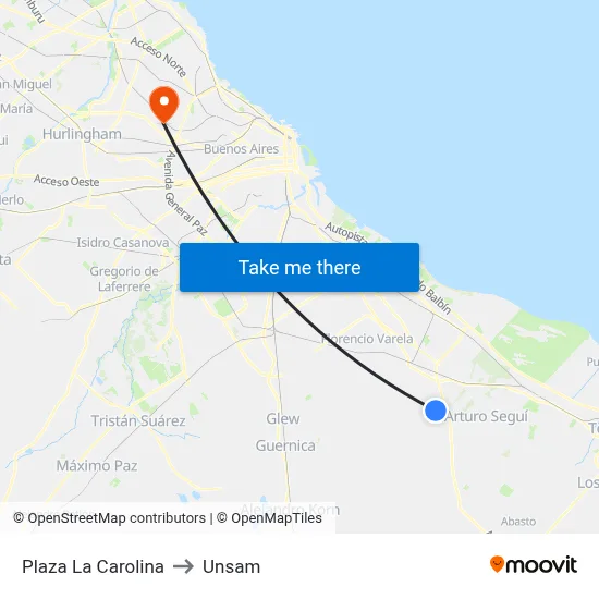 Plaza La Carolina to Unsam map