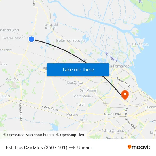 Est. Los Cardales (350 - 501) to Unsam map