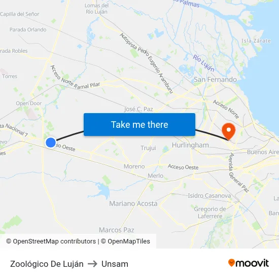 Zoológico De Luján to Unsam map