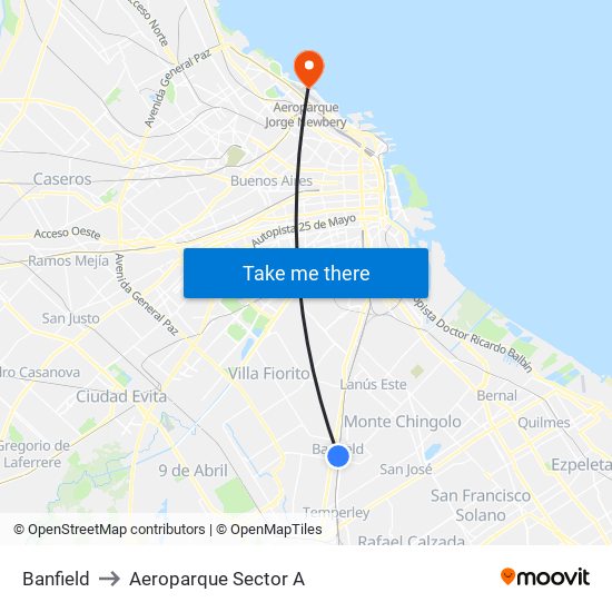 Banfield to Aeroparque Sector A map