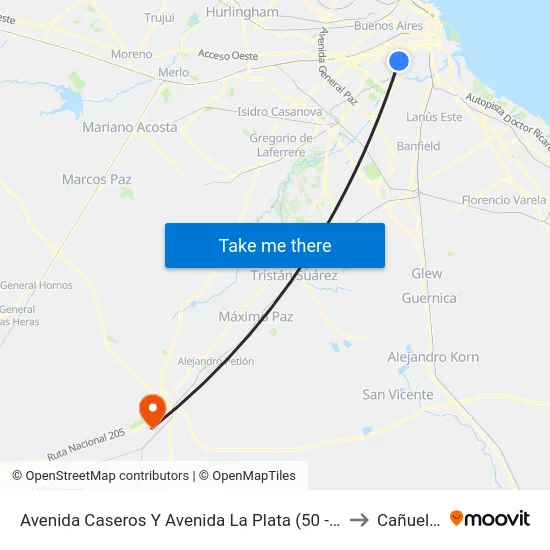 Avenida Caseros Y Avenida La Plata (50 - 101) to Cañuelas map