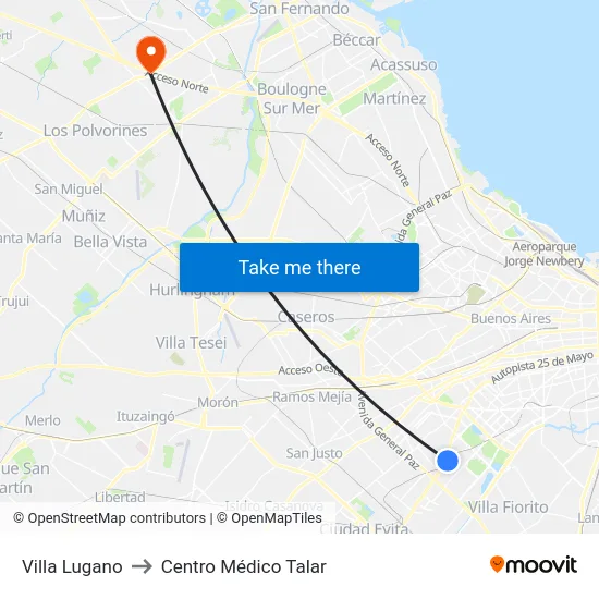Villa Lugano to Centro Médico Talar map