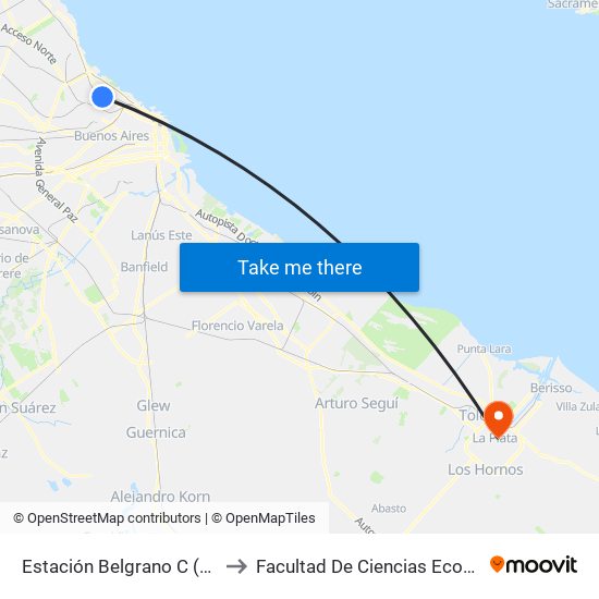 Estación Belgrano C (29 - 60) to Facultad De Ciencias Económicas map