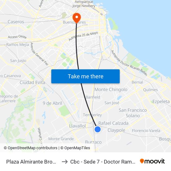 Plaza Almirante Brown, 303 to Cbc - Sede 7 - Doctor Ramos Mejía map