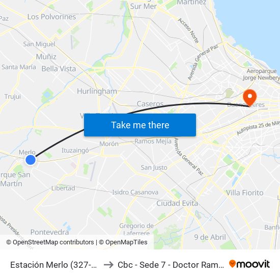 Estación Merlo (327-8 - 392) to Cbc - Sede 7 - Doctor Ramos Mejía map