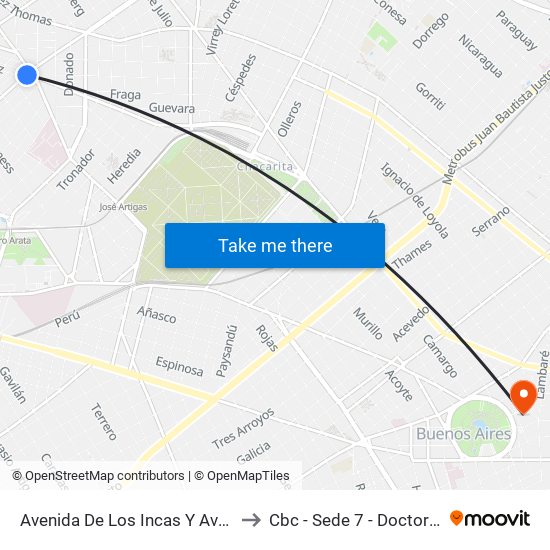 Avenida De Los Incas Y Avenida Triunvirato to Cbc - Sede 7 - Doctor Ramos Mejía map