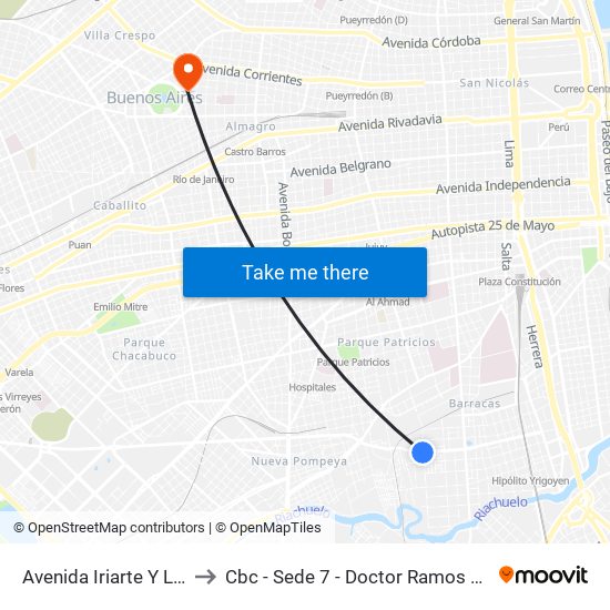 Avenida Iriarte Y Luna to Cbc - Sede 7 - Doctor Ramos Mejía map