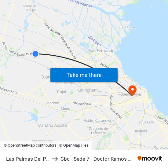 Las Palmas Del Pilar to Cbc - Sede 7 - Doctor Ramos Mejía map