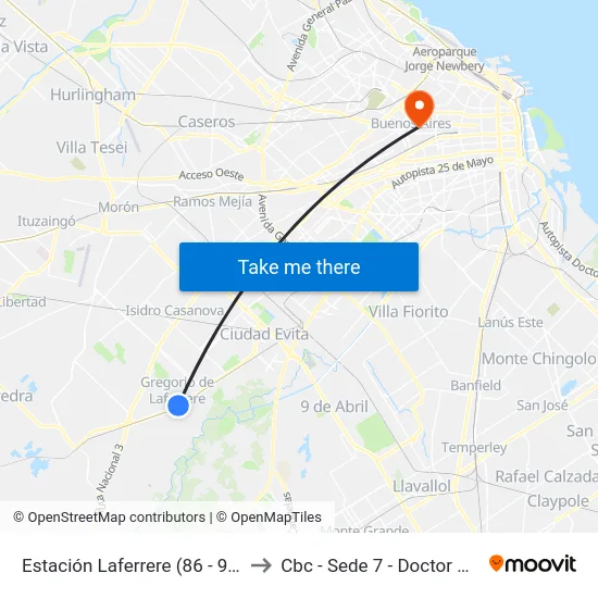 Estación Laferrere (86 - 96 - 193 - 621) to Cbc - Sede 7 - Doctor Ramos Mejía map