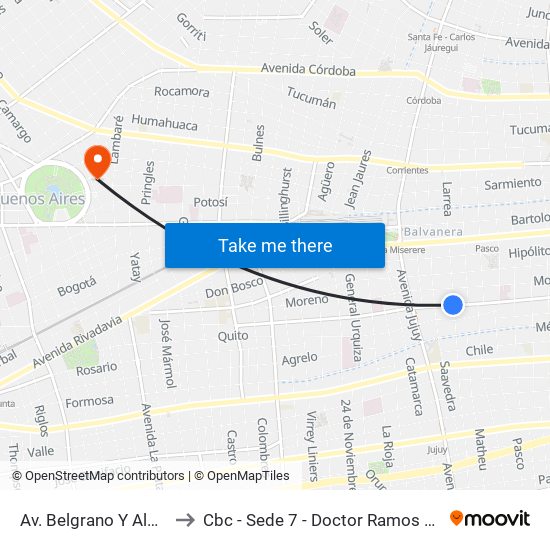 Av. Belgrano Y Alberti to Cbc - Sede 7 - Doctor Ramos Mejía map
