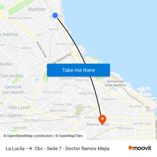 La Lucila to Cbc - Sede 7 - Doctor Ramos Mejía map