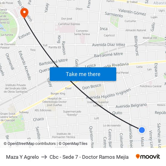 Maza Y Agrelo to Cbc - Sede 7 - Doctor Ramos Mejía map