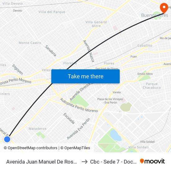 Avenida Juan Manuel De Rosas Y Avenida General Paz to Cbc - Sede 7 - Doctor Ramos Mejía map
