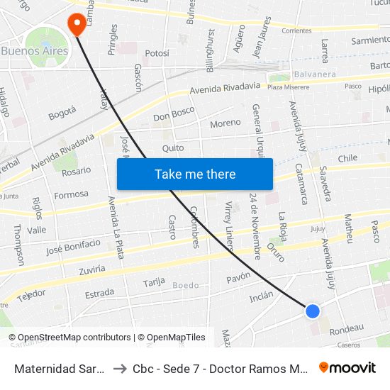 Maternidad Sardá to Cbc - Sede 7 - Doctor Ramos Mejía map