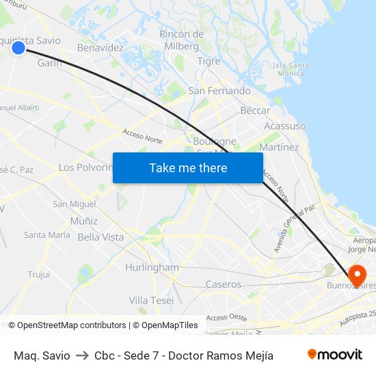Maq. Savio to Cbc - Sede 7 - Doctor Ramos Mejía map