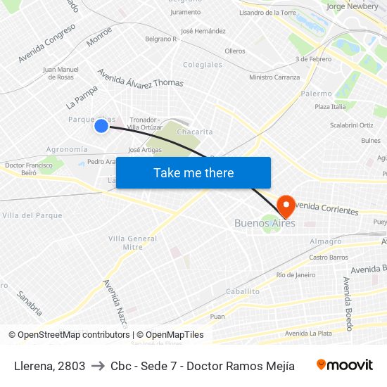 Llerena, 2803 to Cbc - Sede 7 - Doctor Ramos Mejía map