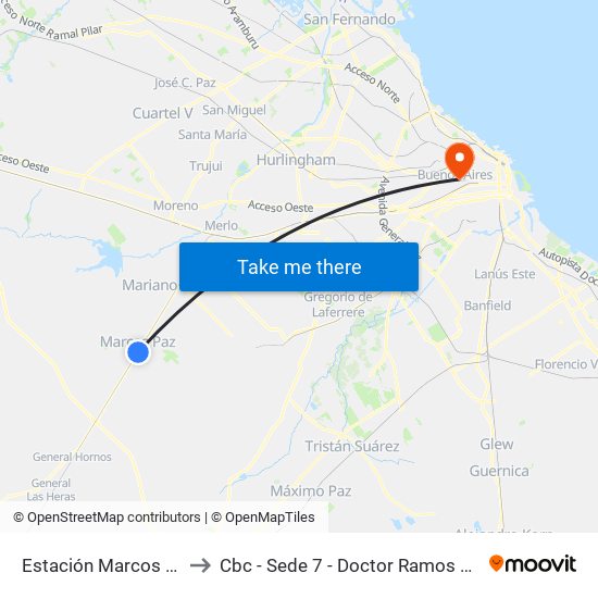 Estación Marcos Paz to Cbc - Sede 7 - Doctor Ramos Mejía map