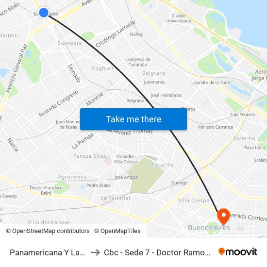 Panamericana Y Laprida to Cbc - Sede 7 - Doctor Ramos Mejía map