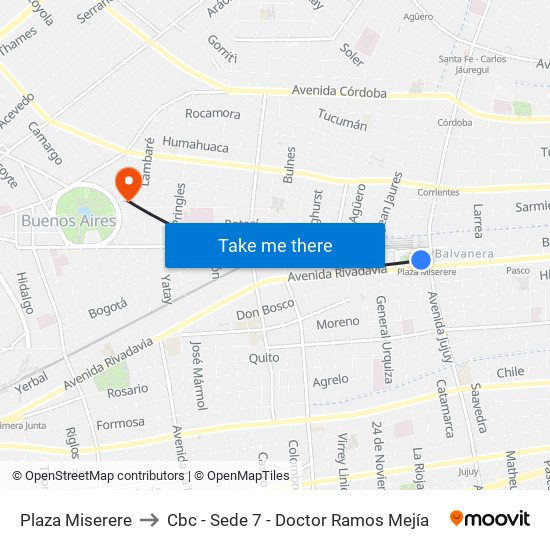 Plaza Miserere to Cbc - Sede 7 - Doctor Ramos Mejía map