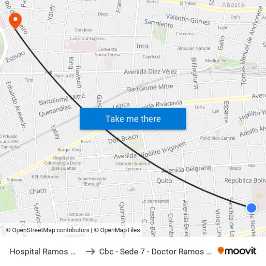 Hospital Ramos Mejía to Cbc - Sede 7 - Doctor Ramos Mejía map