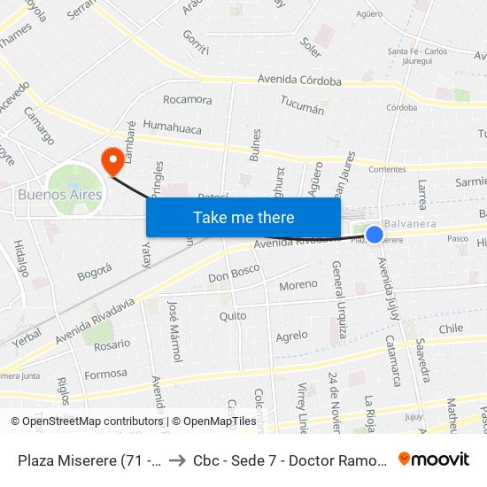 Plaza Miserere (71 - 129) to Cbc - Sede 7 - Doctor Ramos Mejía map