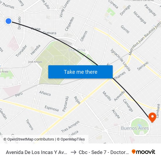 Avenida De Los Incas Y Avenida Triunvirato to Cbc - Sede 7 - Doctor Ramos Mejía map