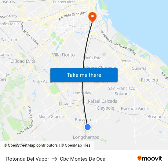 Rotonda Del Vapor to Cbc Montes De Oca map