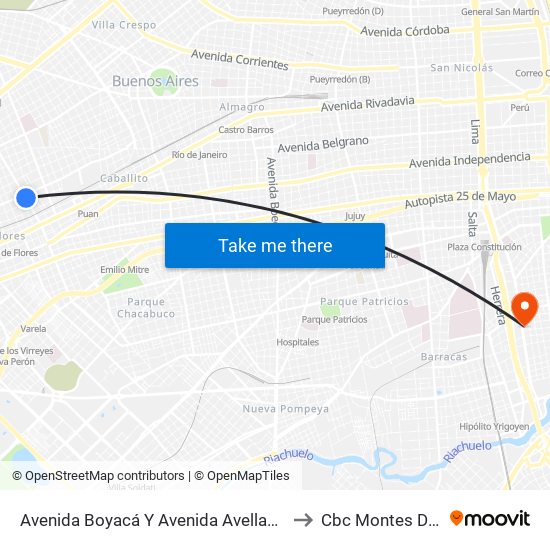 Avenida Boyacá Y Avenida Avellaneda (113) to Cbc Montes De Oca map