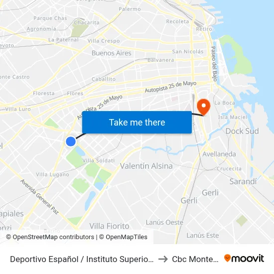 Deportivo Español / Instituto Superior De Seguridad Pública to Cbc Montes De Oca map