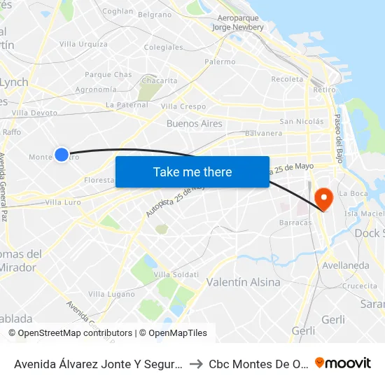Avenida Álvarez Jonte Y Segurola to Cbc Montes De Oca map