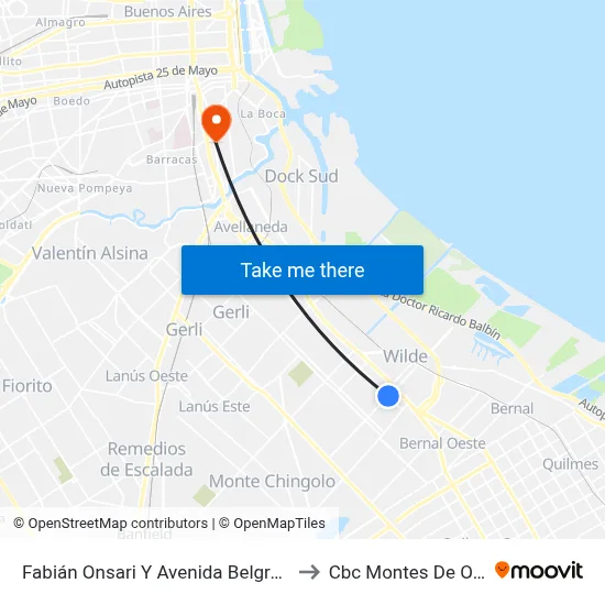 Fabián Onsari Y Avenida Belgrano to Cbc Montes De Oca map