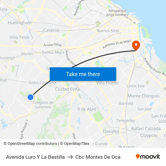 Avenida Luro Y La Bastilla to Cbc Montes De Oca map