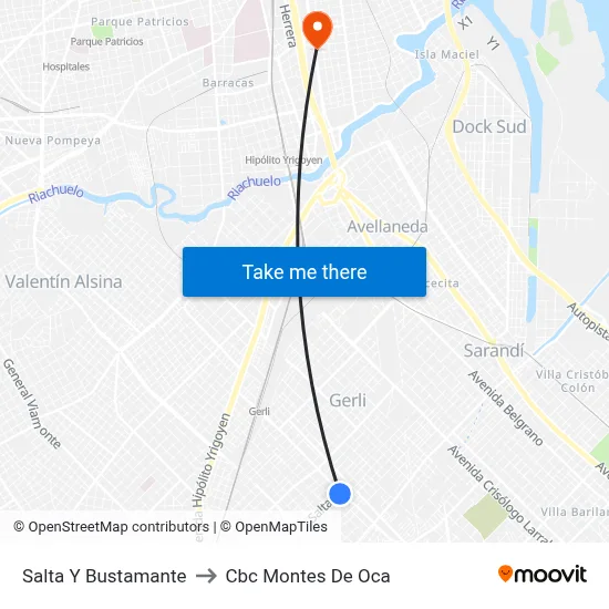 Salta Y Bustamante to Cbc Montes De Oca map