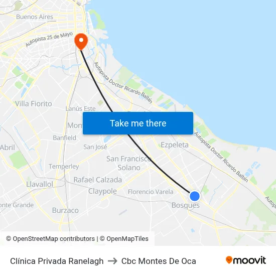 Clínica Privada Ranelagh to Cbc Montes De Oca map