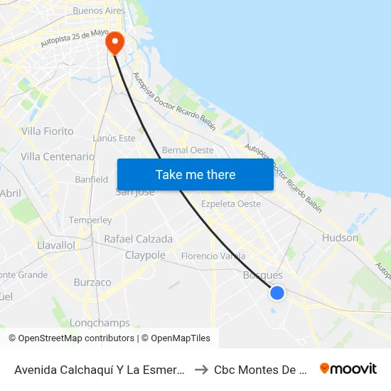 Avenida Calchaquí Y La Esmeralda to Cbc Montes De Oca map