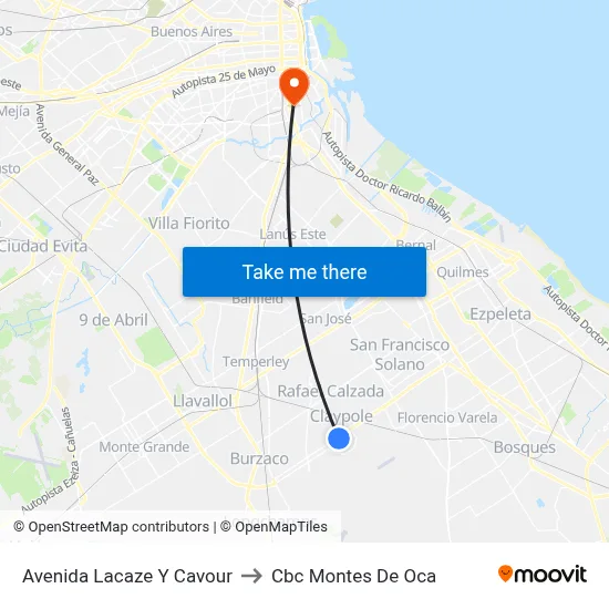 Avenida Lacaze Y Cavour to Cbc Montes De Oca map