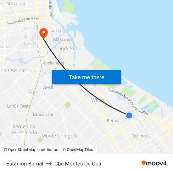 Estación Bernal to Cbc Montes De Oca map