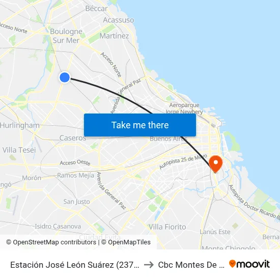 Estación José León Suárez (237 - 338) to Cbc Montes De Oca map