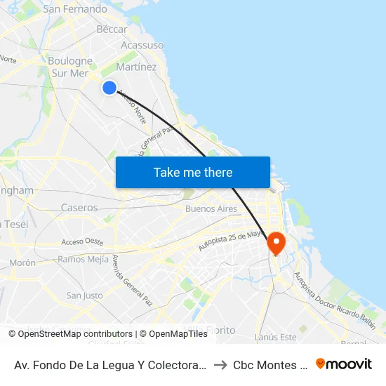 Av. Fondo De La Legua Y Colectora Panamericana to Cbc Montes De Oca map