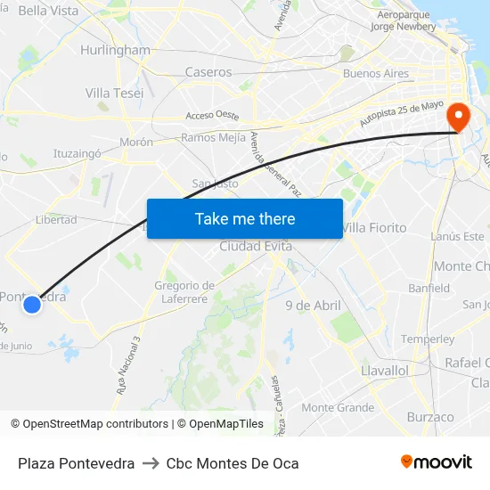 Plaza Pontevedra to Cbc Montes De Oca map