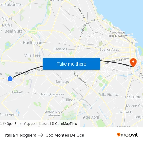 Italia Y Noguera to Cbc Montes De Oca map
