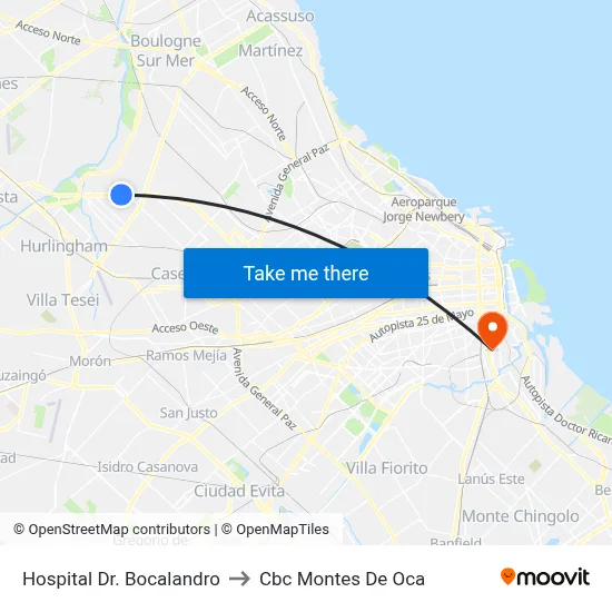 Hospital Dr. Bocalandro to Cbc Montes De Oca map