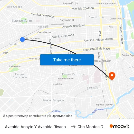 Avenida Acoyte Y Avenida Rivadavia (145) to Cbc Montes De Oca map