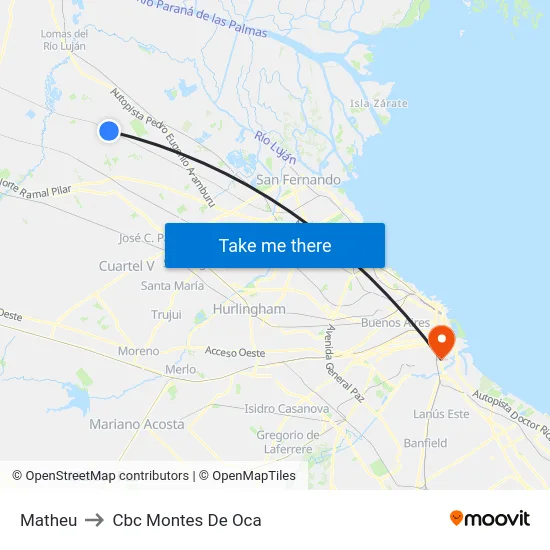 Matheu to Cbc Montes De Oca map
