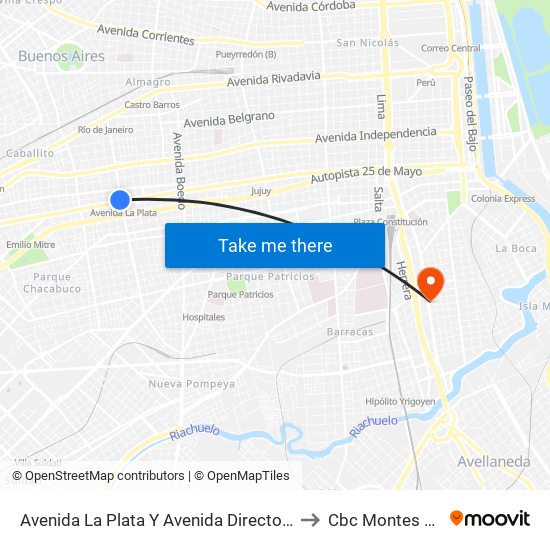 Avenida La Plata Y Avenida Directorio (15 - 119) to Cbc Montes De Oca map