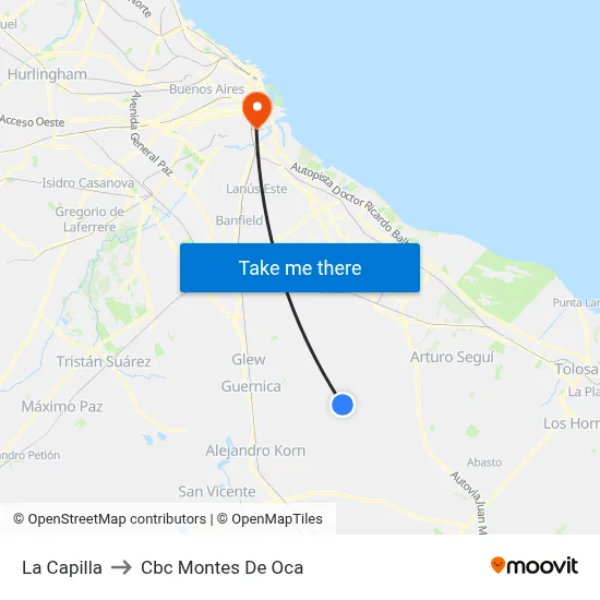 La Capilla to Cbc Montes De Oca map